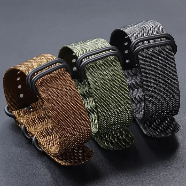 Bracelet Montre Nylon Tressé Sport Unisexe Universel - Boucle 5 Anneaux Durable