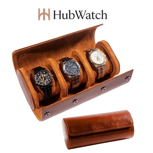 Étui de Voyage en Cuir Classique pour Montres – Rangement Élégant et Sûr
